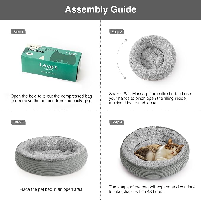 Love's cabin Round Donut Cat and Dog Cushion Bed, 20in Pet Bed - Image 8