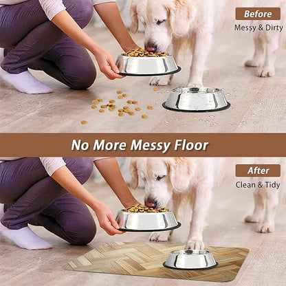 Vintage Wooden Dog Cat Food Mat, Boho Absorbent Pet Feeding Mat - Image 5