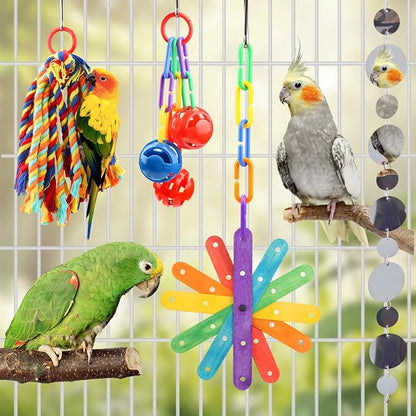 Small Bird Toys Parakeet Cage Accessories, Parakeet Toys, Swing Hanging - Image 7