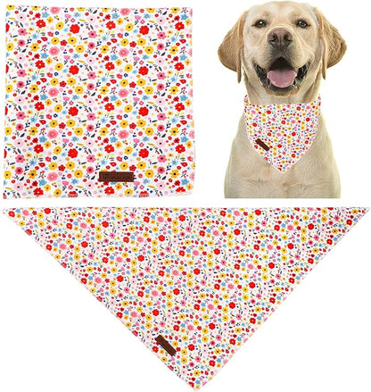 Floral Dog Bandana, UP URARA PUP Flowers Triangle Bid Scarf - Image 4
