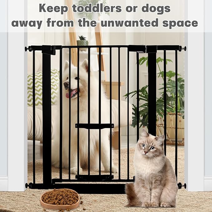 37 Inch Tall Baby Gate with Small Cat Door, Adjustable 29.5" and -40.55" - Image 5