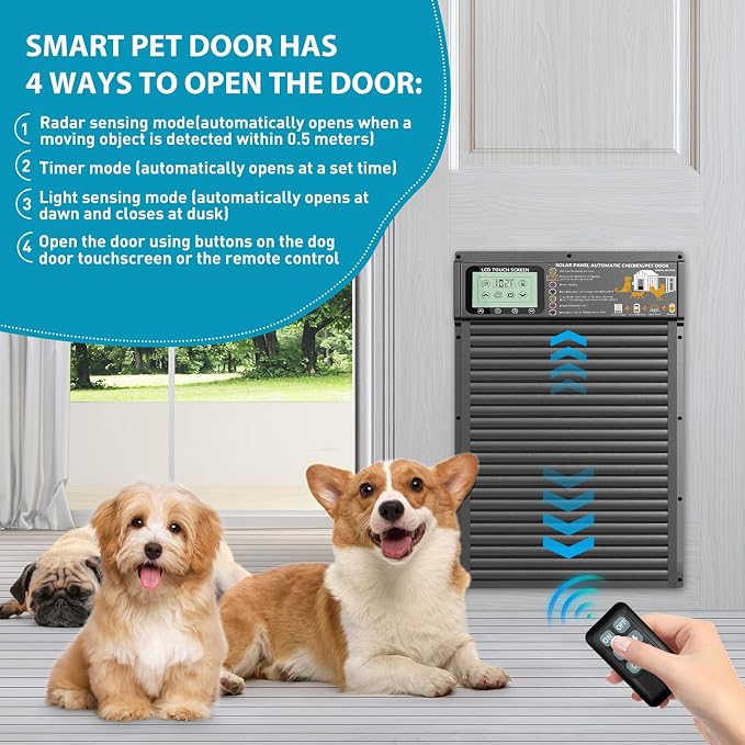 Smart Automatic Pet Door | Radar, Timer & Light Sensor Modes | Durable Aluminum - Image 4