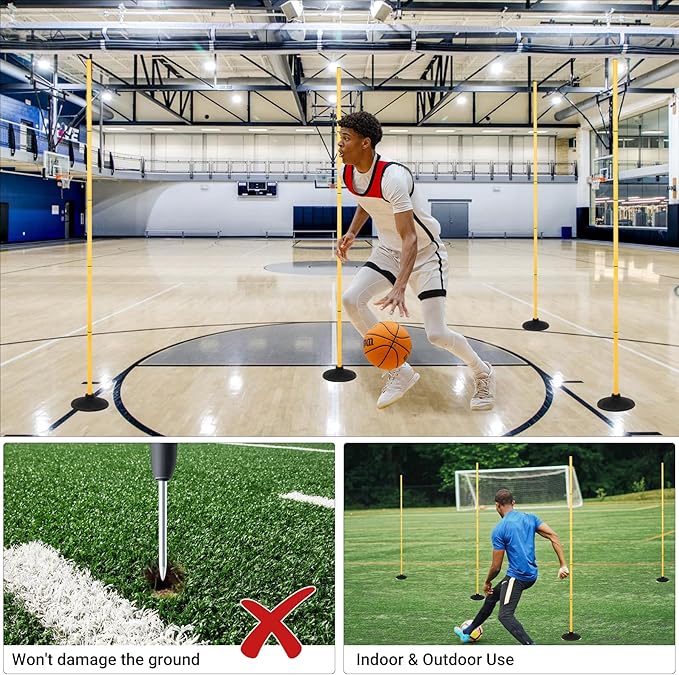 6 FT Agility Poles for Soccer, Basketball, Equestrian, Pet Training, 4/6/8/10 - Image 4
