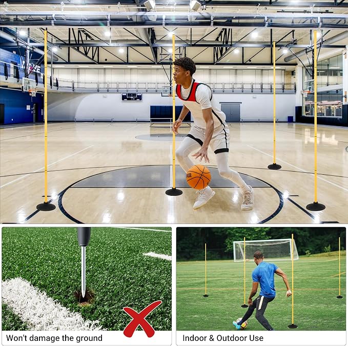 6 FT Agility Poles for Soccer, Basketball, Equestrian, Pet Training, 4/6/8/10 - Image 4