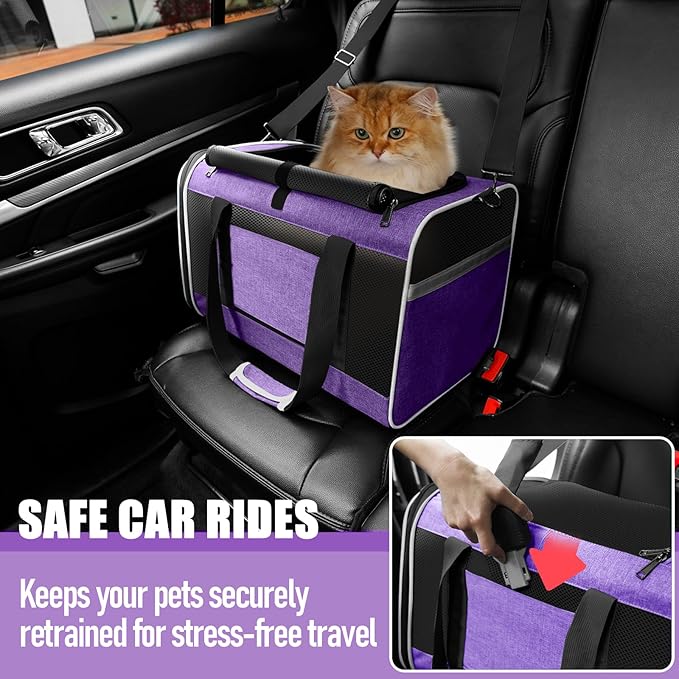 Pet Carrier for Large Cat 20 lbs+ / Soft Sided Small Dog 12 Pounds Travel Crate - Image 6