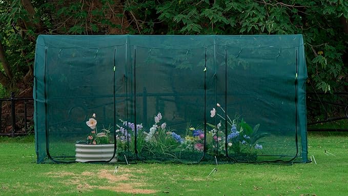 Poray Large 12.3X4FT Tunnel Plant Netting Cover, 6FT Tall Crop Cage Tomato by porayhut