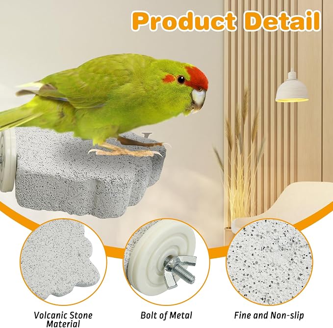 PINVNBY 6 PCS Bird Perch Parrot Beak Grinding Stone Calcium Mineral Parrot - Image 3