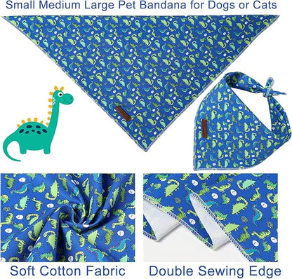 Summer Dog Bandana, UP URARA PUP Dinosaur Triangle Bid Scarf - Image 3