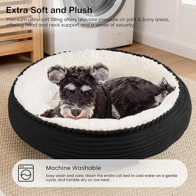 Love's cabin Round Donut Cat and Dog Cushion Bed, 25in Pet Bed - Image 7