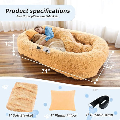 Human Dog Bed, Washable Faux Fur Pet Bed - Image 5