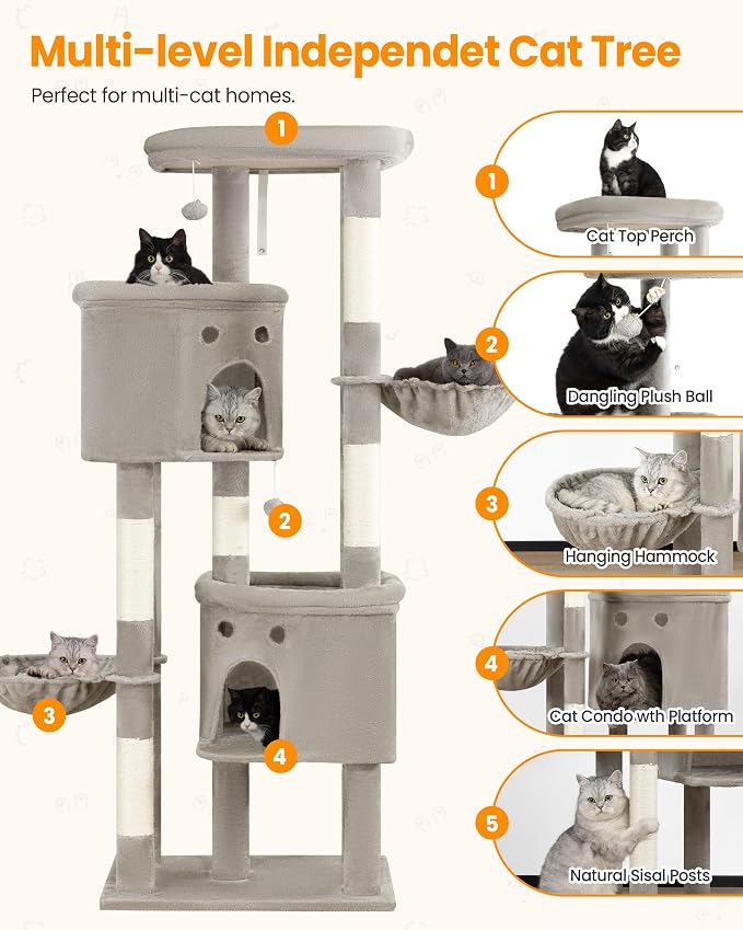 Extra Large Cat Tree, 84 Inch XXL Giant Cat Tower - Image 6