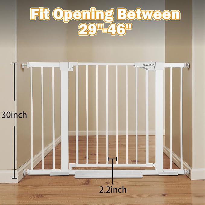 Mumeasy 29.6-46" Baby Gate for Stairs, Pressure Mounted Dog Gate for Doorways - Image 3