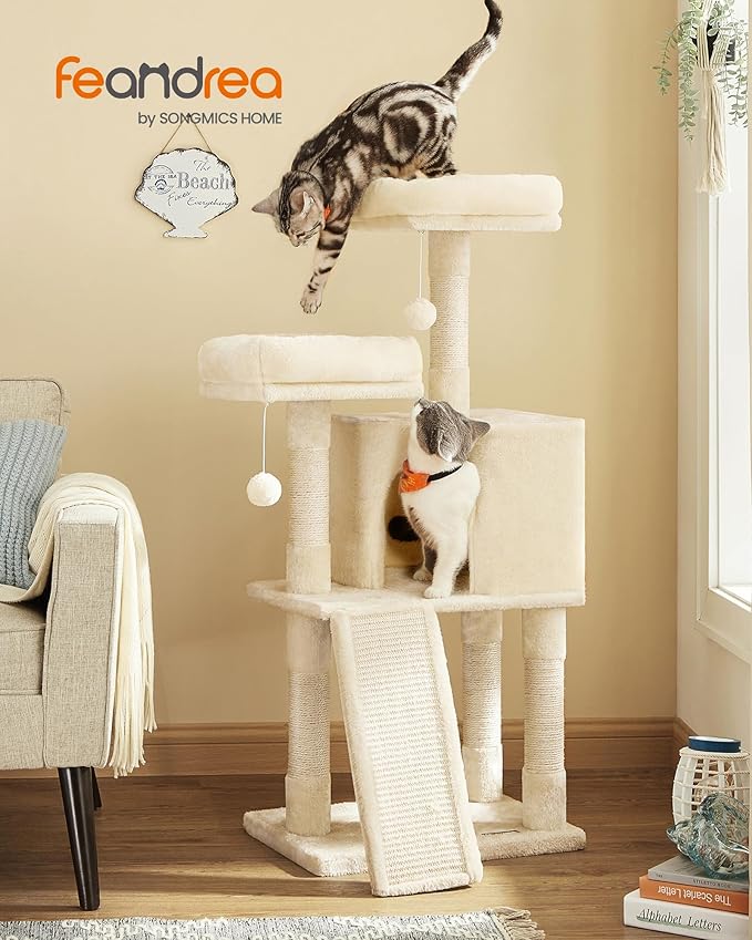 Feandrea Cat Tree, 45.3-Inch Cat Tower, Plush Condo - Image 2