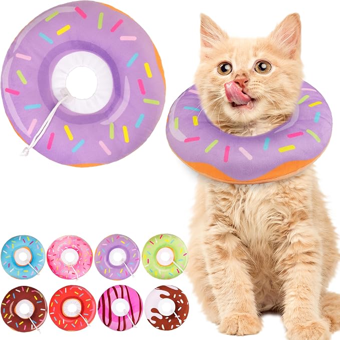 Cat Cone Collar Soft, Cute Cat Donut Collar After Surgery, Adjustable Kitten by Unknown