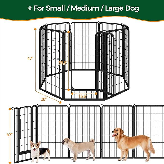 Yaheetech Dog Playpen Outdoor, 47 inch 8 Panels Dog Pen Indoor Heavy Duty Puppy - Image 4