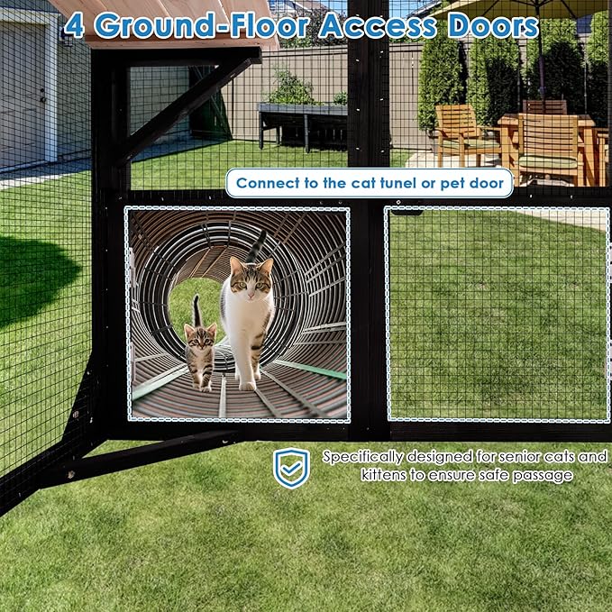 71.1" L Large Cat Catio Outdoor Cat Enclosure Window Acess, Walk-in Cat Cage - Image 3