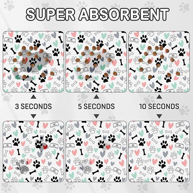 Dog Food Mat for Pet Cat Food Mat, Paws Absorbent Quick Dry Dog Bowl Mats for - Image 4