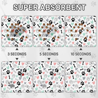 Dog Food Mat for Pet Cat Food Mat, Paws Absorbent Quick Dry Dog Bowl Mats for - Image 4