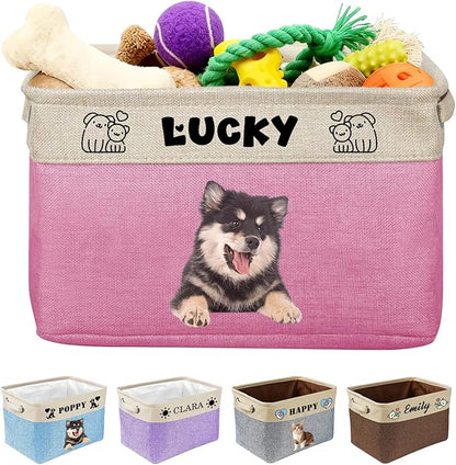 Personalized Dog Toy Storage Basket Custom Collapsible Toy Bin by Bliver