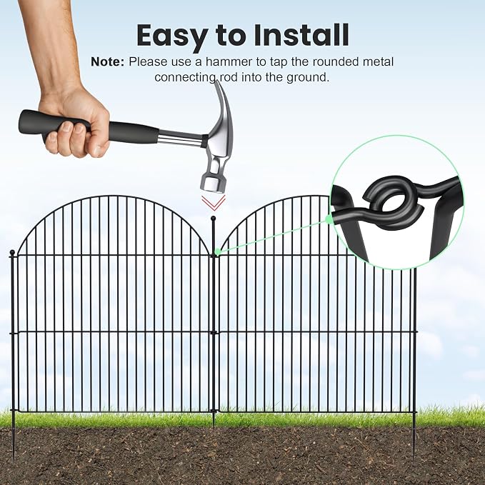 10Pcs No Dig Garden Fence, 32in/24ft Rustproof Metal Dog Fence Outdoor - Image 5