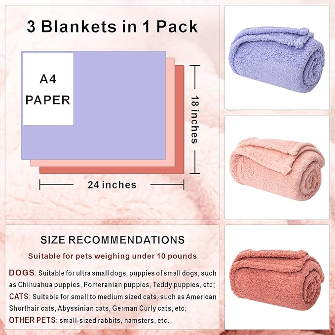 3 Blankets, Dog Cat Pet Blanket, Soft Warm Fleece, - Image 2