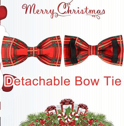 Christmas Dog Collar with Bow Tie, Cotton Christmas Plaid Collar - Image 4