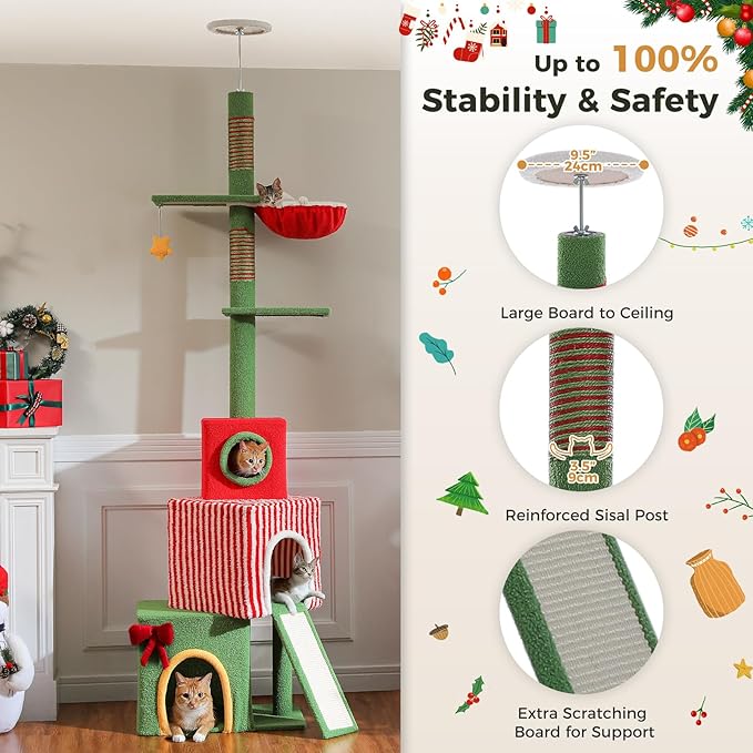 PETEPELA 83-108'' Floor to Ceiling Christmas Cat Tree - Image 3