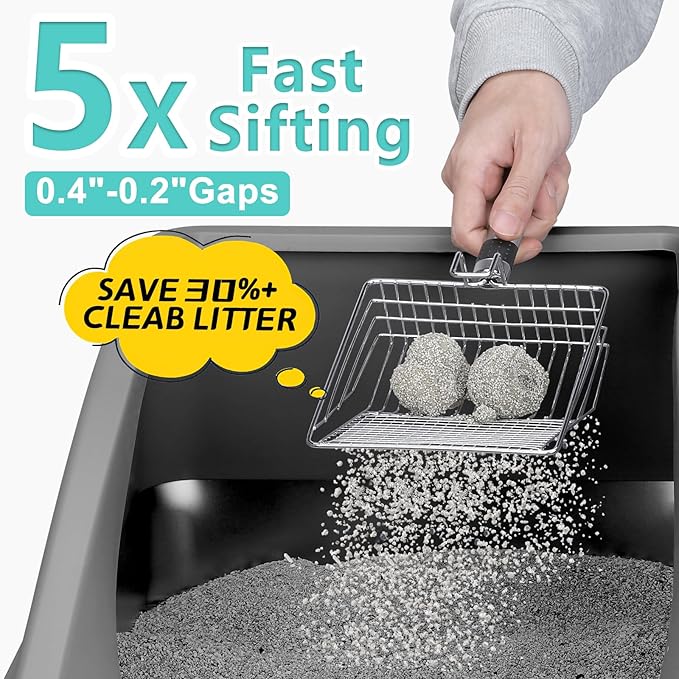 Stainless Steel Litter Box | XXL Deepened 8" Design Enclosed Box - Image 5
