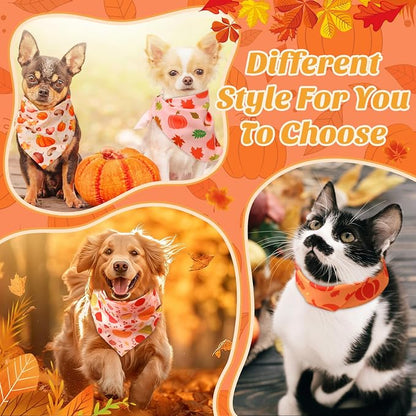 Abbylike 50 Pcs Fall Thanksgiving Dog Bandana Bulk Pumpkin Bandana - Image 4