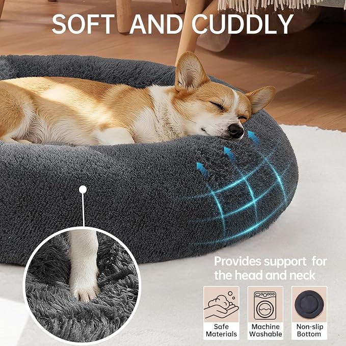 OhGeni 31 inches Calming Donut Orthopedic Dog & Cat Bed - Image 2