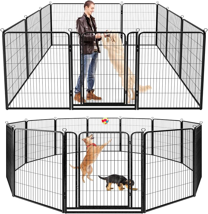 Dog Playpen Outdoor Extra Wide 12 Piece Panels Heavy Duty Dog Fence 47" Height by Committedtobetterpetlife