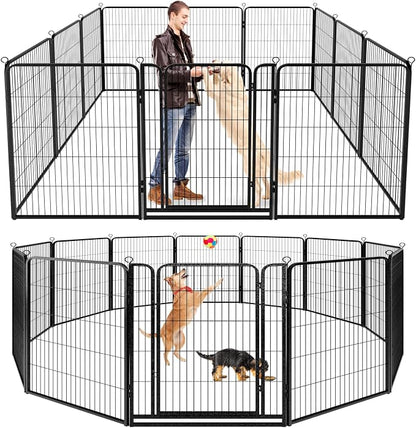 Dog Playpen Outdoor Extra Wide 12 Piece Panels Heavy Duty Dog Fence 47" Height by Committedtobetterpetlife