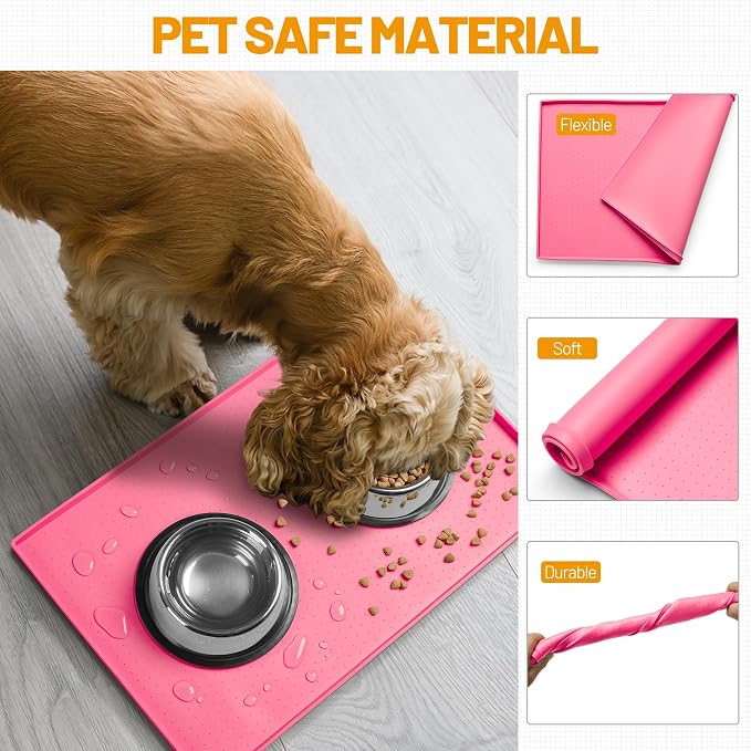 Hubulk Dog Feeding Mat, 100% Waterproof Food Grade Silicone Pet Food and Water - Image 5