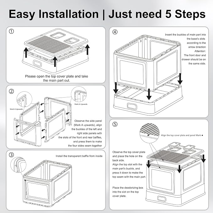 Marchul Enclosed Stainless Steel Cat Litter Box - Image 7