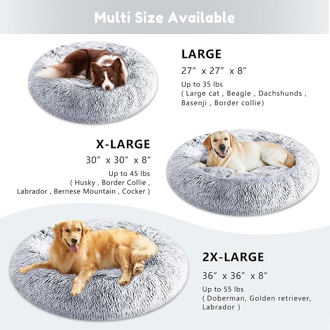 Calming Dog Bed & Cat Bed, Anti-Anxiety Donut Dog Cuddler Bed, Warming Cozy - Image 4