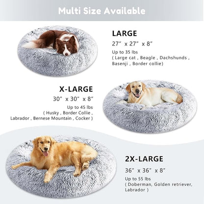 Calming Dog Bed & Cat Bed, Anti-Anxiety Donut Dog Cuddler Bed, Warming Cozy - Image 4