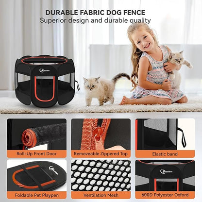 Black Dog Cat Playpen, Puppy Pet Playpen Indoor - Image 4