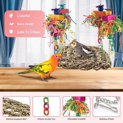 KATUMO Conure Toys, Bird Grass Swing Mat Parrot Climbing Hammock - Image 2