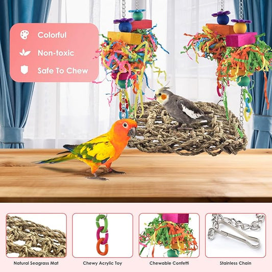 KATUMO Conure Toys, Bird Grass Swing Mat Parrot Climbing Hammock - Image 2