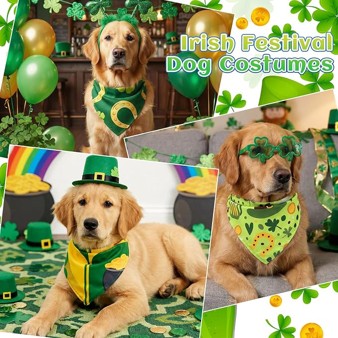 100 Pcs St. Patrick's Day Dog Bandanas Irish Pet Bandanas Bulk Holiday Green - Image 4