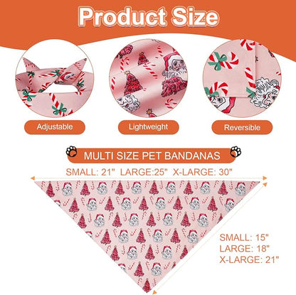 Cute Christmas Dog Bandanas Large 2PCS, 4 Pattern Holiday Scarf - Image 3