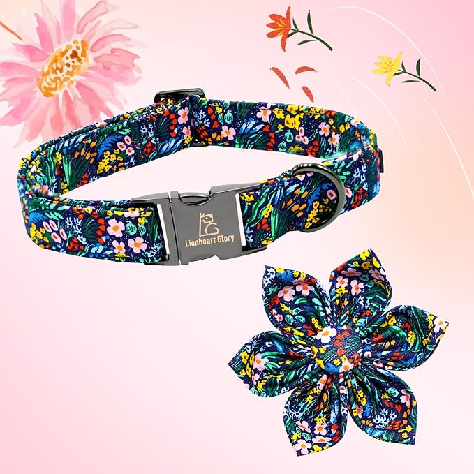 Lionheart Glory Darkblue Flower Dog Collar - Image 3