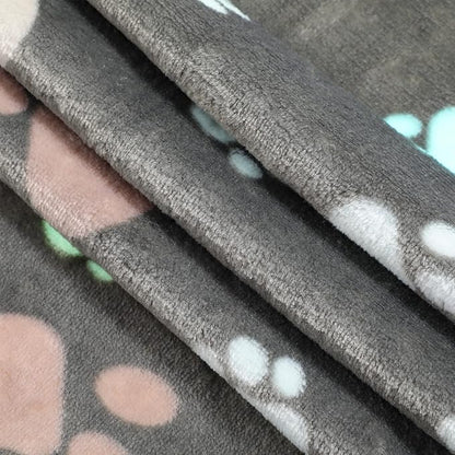 Tegeme 12 Pcs Pet Blankets Soft Fluffy Fleece Dog Cat Warm Paw Print Pattern - Image 3