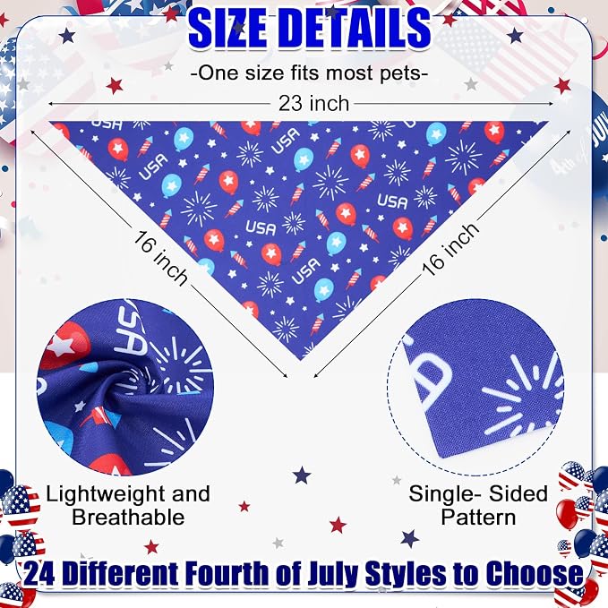 Sanwuta 48 Pcs 4th of July Dog Bandanas - Image 2
