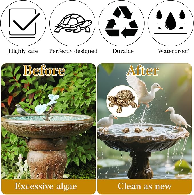 4pcs Mini Turtle Shape Copper Bath Disk Ornaments Decorations, Copper Bird Bath - Image 4