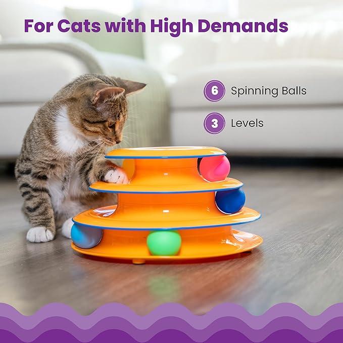 Catstages Tower of Tracks Cat Toy – 3-Level Track Tower - Image 3