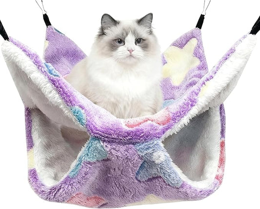 Cat Hammock for Cage, Soft Warm Hanging Bed for Kitten, Guinea Pig, Chinchilla by OINEEDU