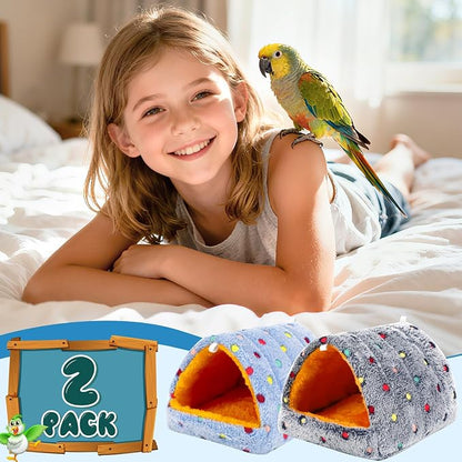 2 Pack Bird Nest House, Hanging Hammock Fluffy Parrots Bird Bed - Image 7