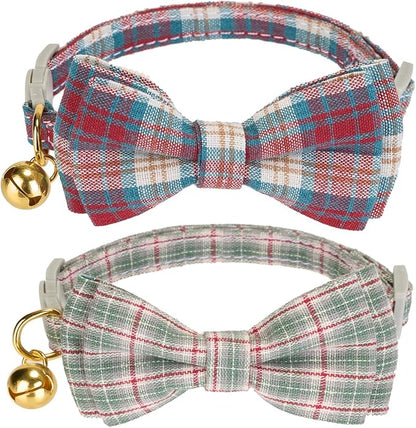 2 Pack Soft Cotton Cat Collars by Ewinoom