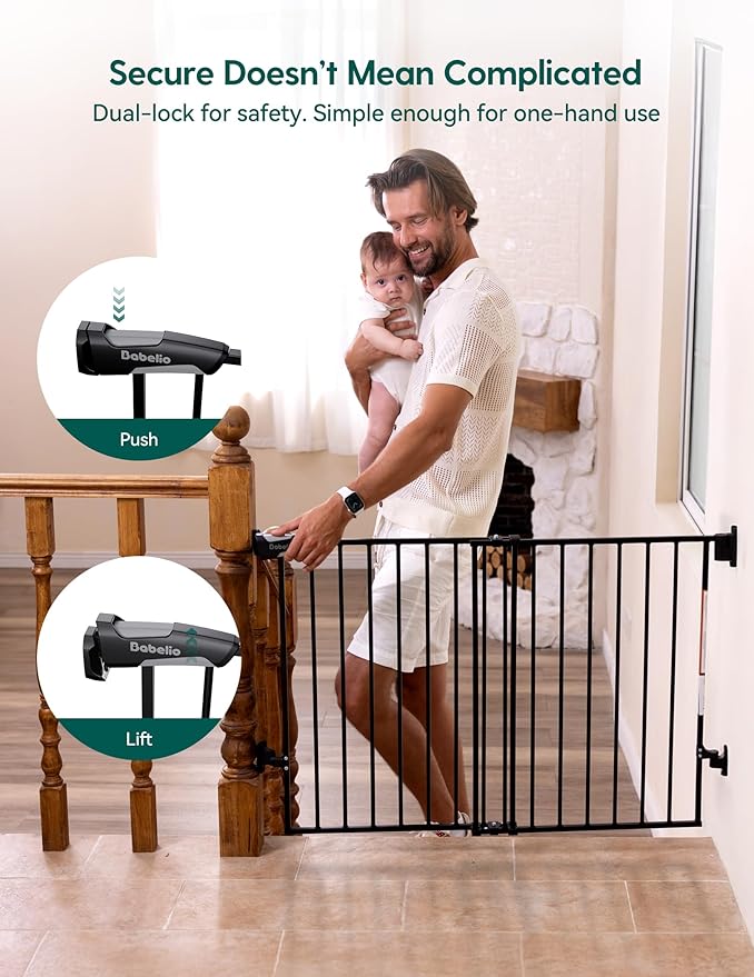 Babelio Baby Gate for Stairs, Kitchen & Doorways, No Bottom Bar| Easy - Image 5